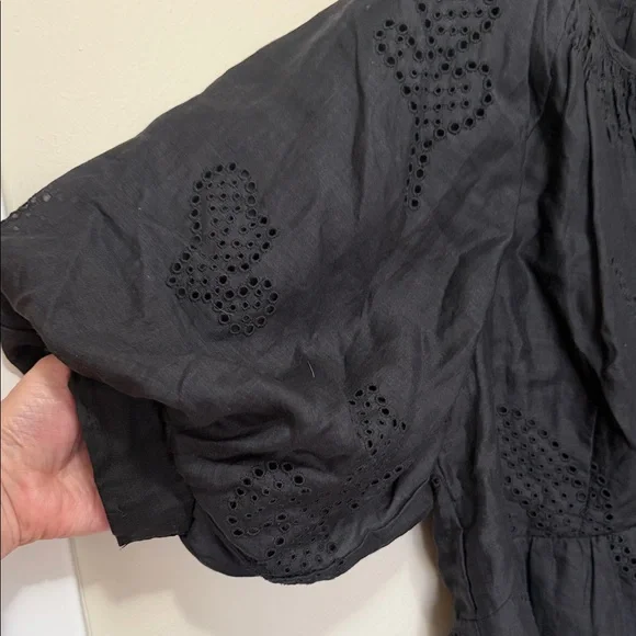 FRAME Black Puff Sleeve Eyelet Dress - Picture 4 of 14